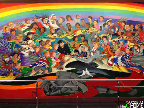 horrific destruction, Denver Airport, Murals, New World Order, Freemasonry, Freemasons