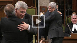 Harper, Trudeau, Mulcair, Embrace, Hug, handsign, masonic, freemasons, freemason, freemasonry